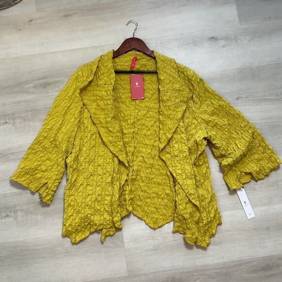 IC by Connie K Crinkle Asymmetric Shawl Mustard Yellow 3XL - Picture 2 of 9